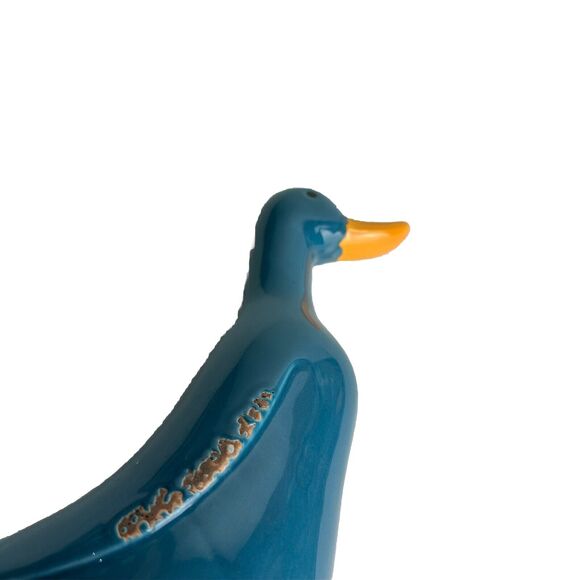 Folk Art Ceramic Blue Duck Figurine Yellow Beak Home Decor - Picture 8 of 8